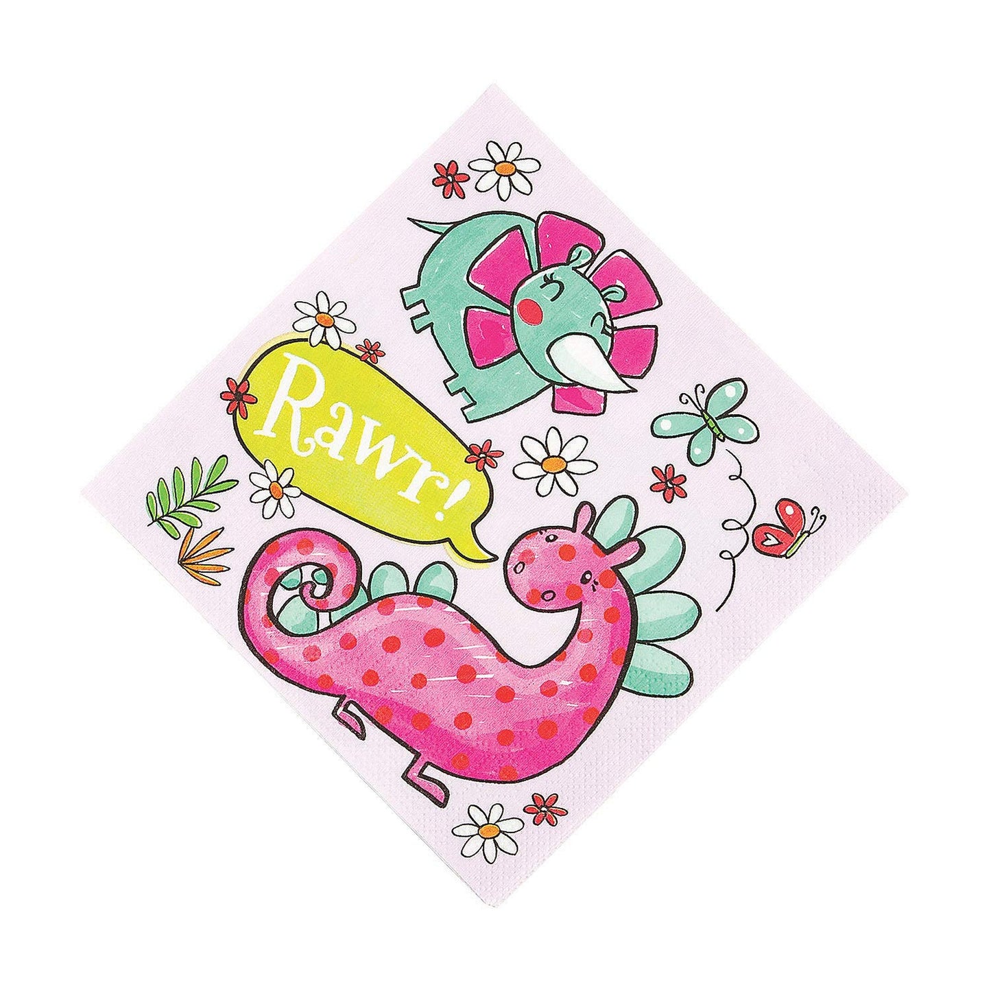 Girl Dinosaur Luncheon Napkins for Birthday Party