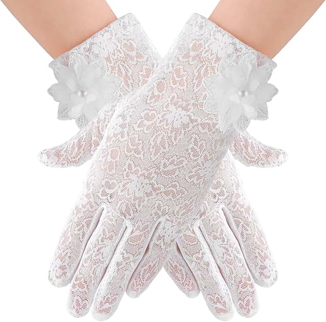 Women's Lace Floral Gloves for Weddings and Events