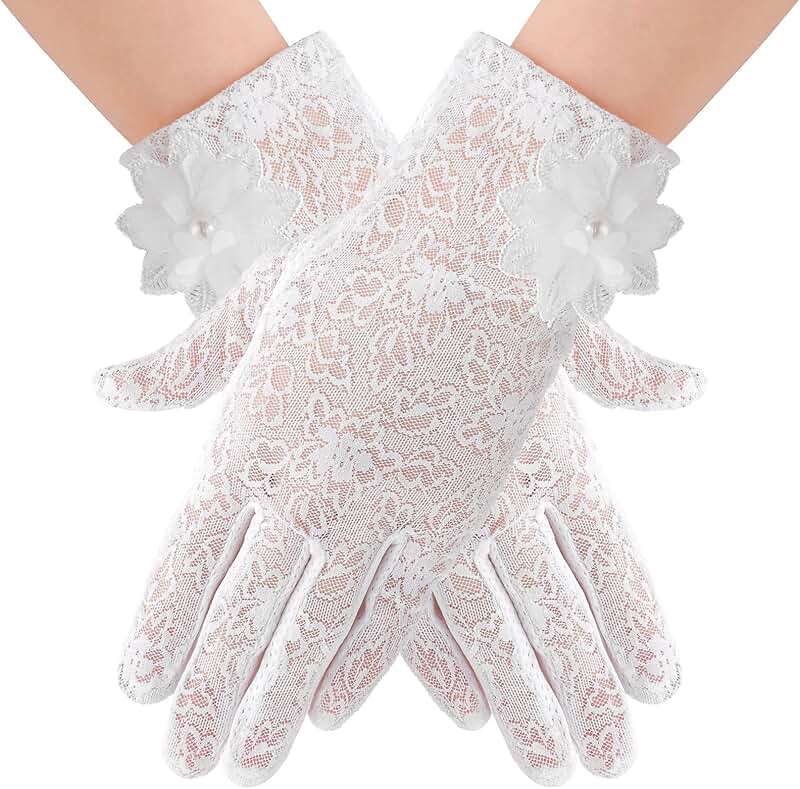 Women's Lace Floral Gloves for Weddings and Events