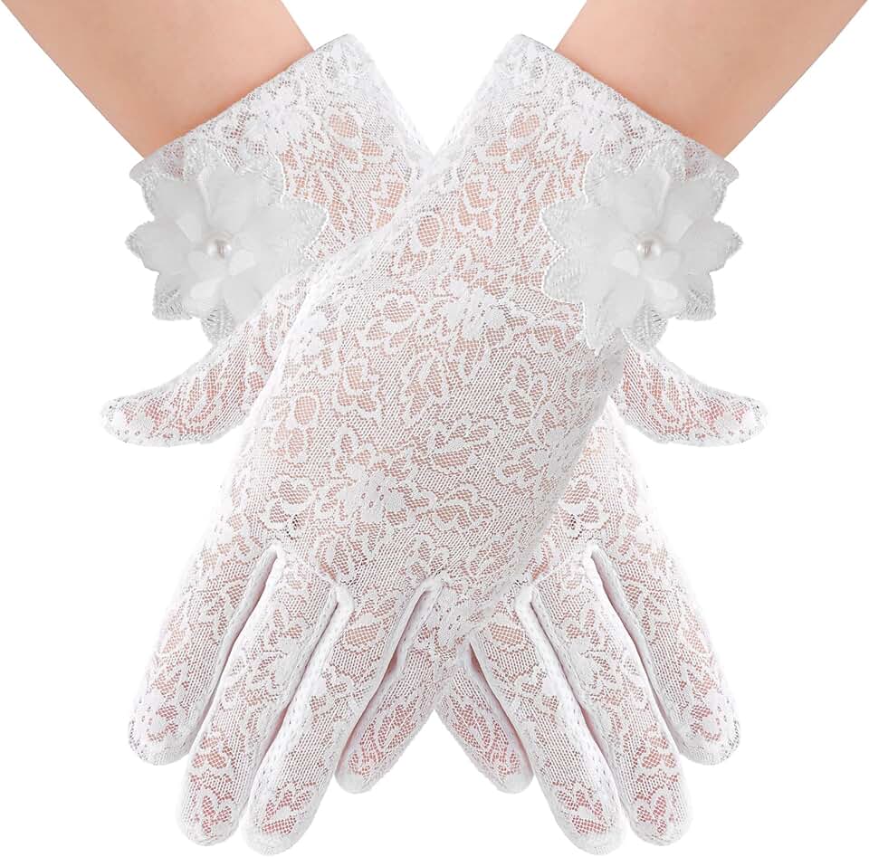 Women's Lace Floral Gloves for Weddings and Events