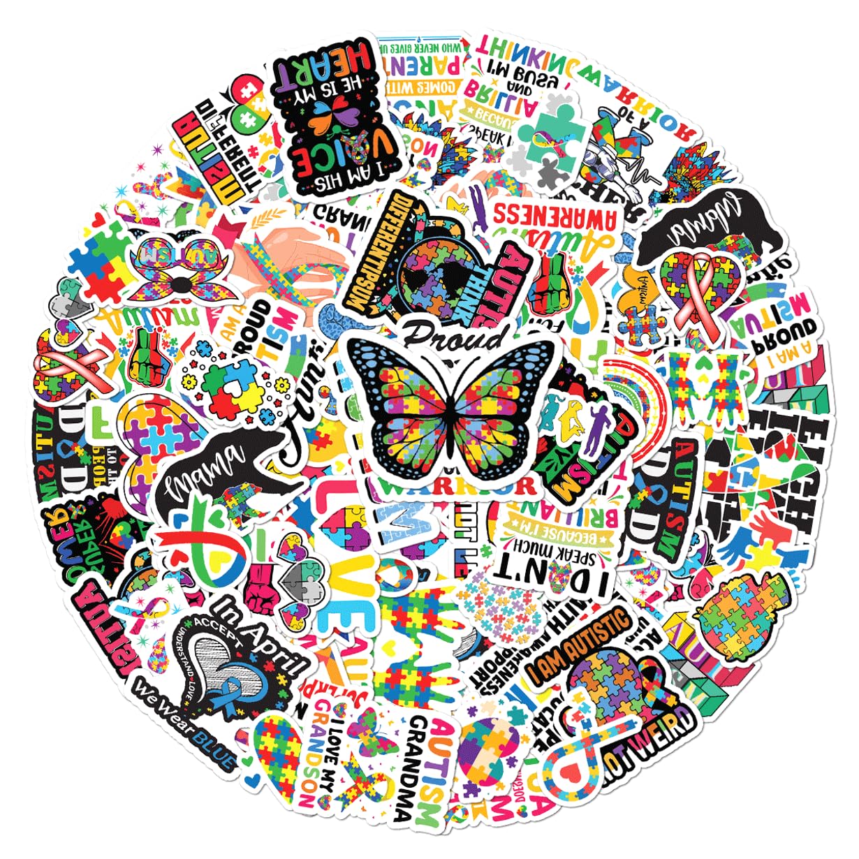 50 Autism Awareness Puzzle Piece Stickers for Kids