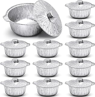 12 Disposable Aluminum Pans with Lids for Cooking and Baking