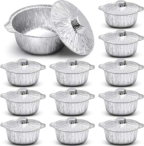 12 Disposable Aluminum Pans with Lids for Cooking and Baking