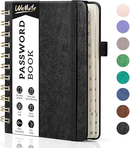 Small spiral password book with tabs