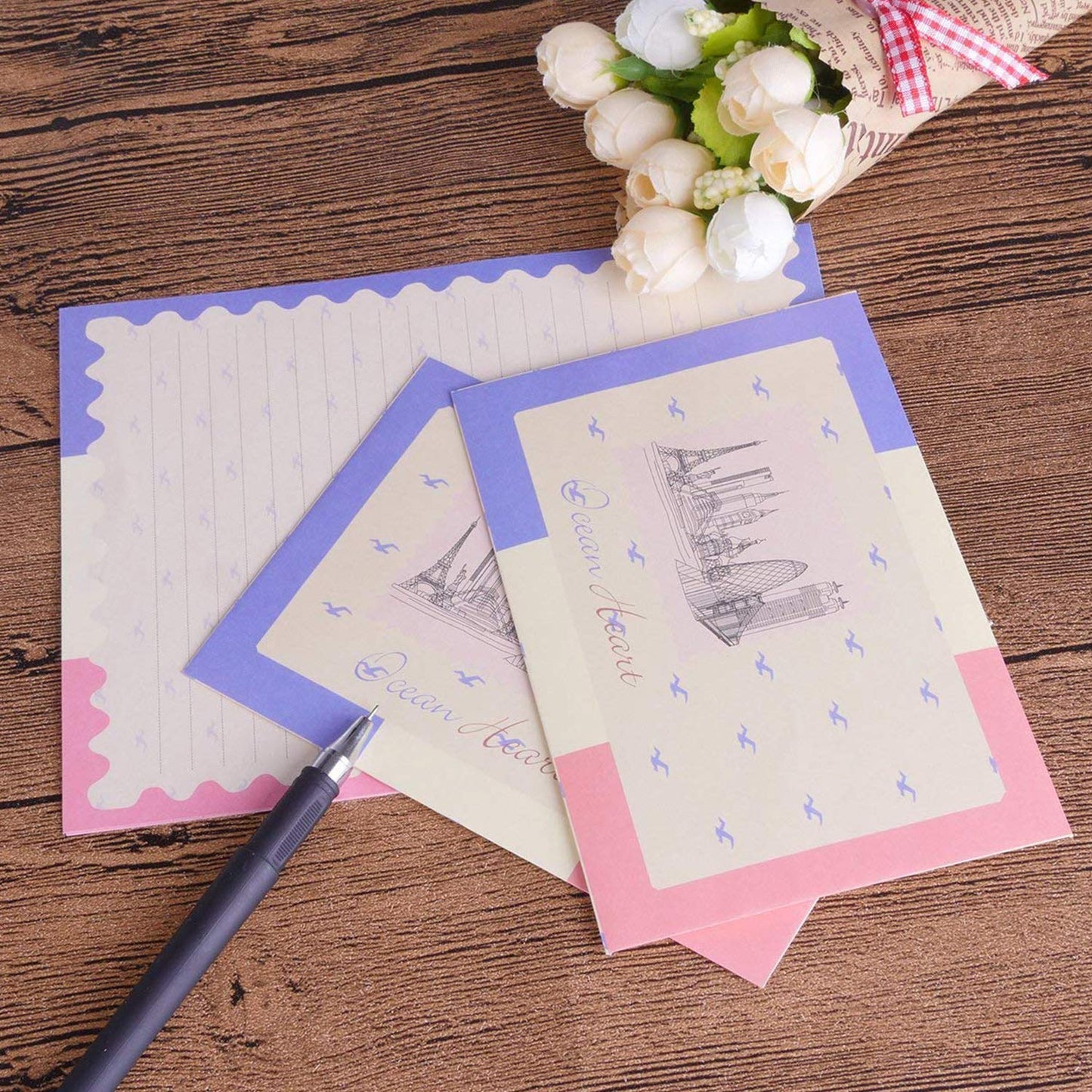 48-Piece Cute Kawaii Stationery Set with Envelopes