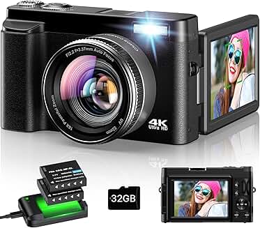 4K 48MP Vlogging Camera with Flip Screen and Zoom