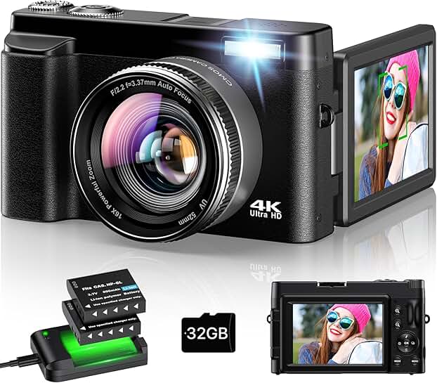 4K 48MP Vlogging Camera with Flip Screen and Zoom