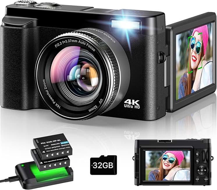 4K 48MP Vlogging Camera with Flip Screen and Zoom