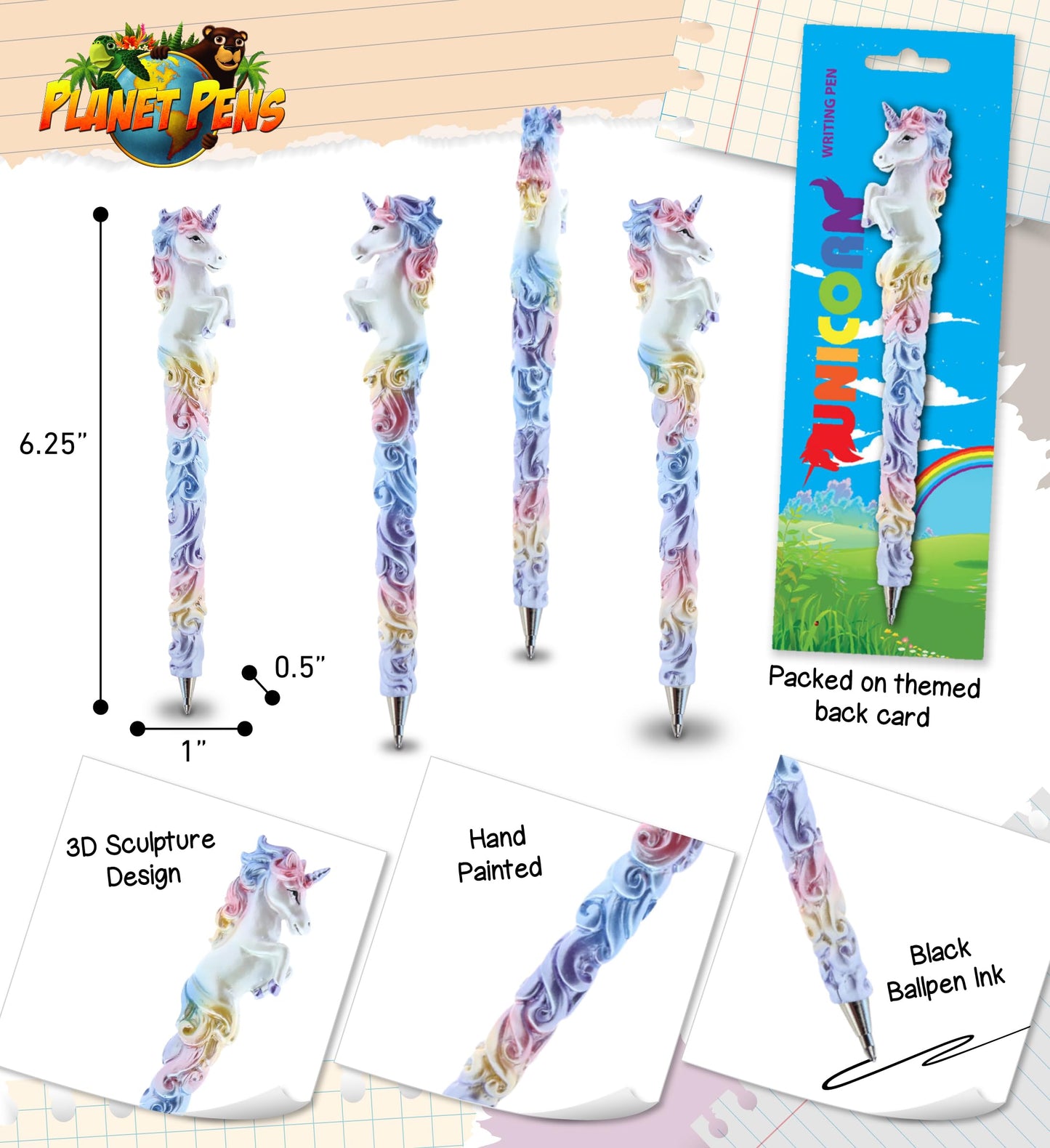 Sparkle Tail Unicorn Ballpoint Pen for Kids and Adults