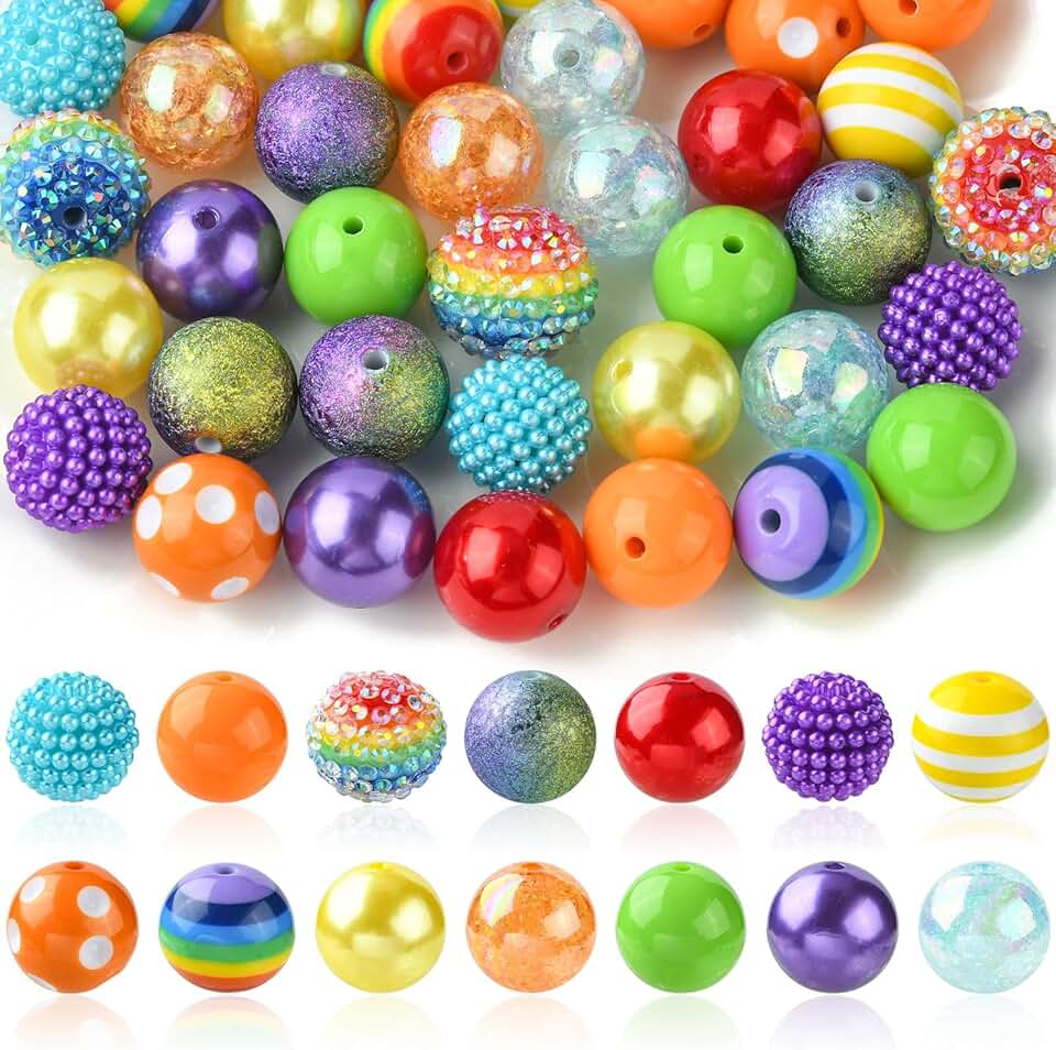 50pcs 20mm Colorful Acrylic Round Beads for Jewelry Making