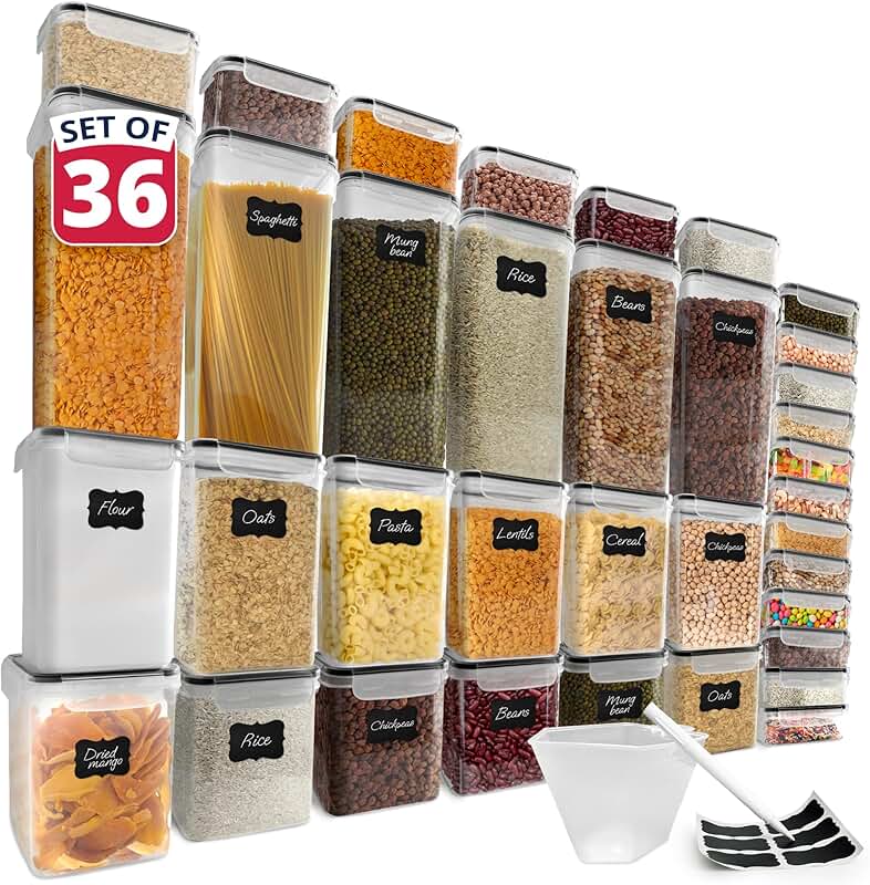 Airtight Food Storage Containers with Lids, 36 Sets