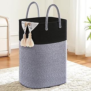 Woven Cotton Rope Laundry Basket for Clothes and Toys