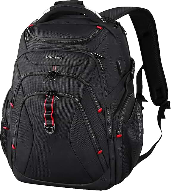 Large 17.3 Inch Water-Resistant Laptop Backpack with Hard Shell