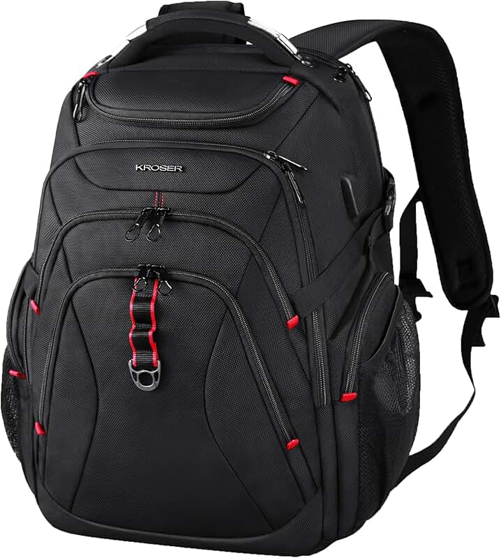 Large 17.3 Inch Water-Resistant Laptop Backpack with Hard Shell