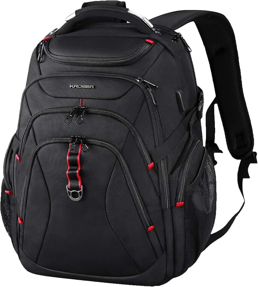 Large 17.3 Inch Water-Resistant Laptop Backpack with Hard Shell
