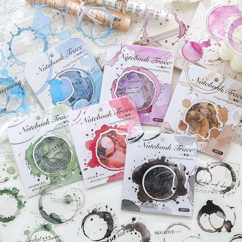 180pcs Vintage Watercolor Scrapbook Stickers