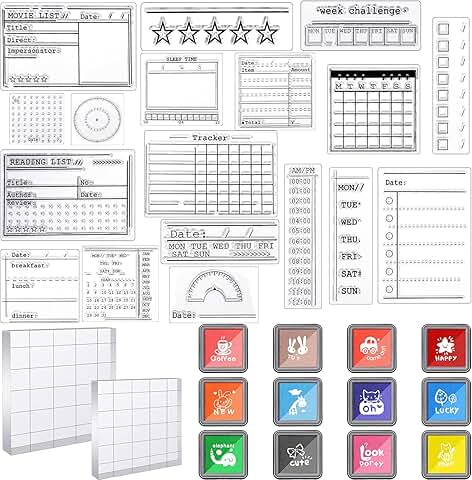 32-Piece Clear Journal Stamp and Ink Set