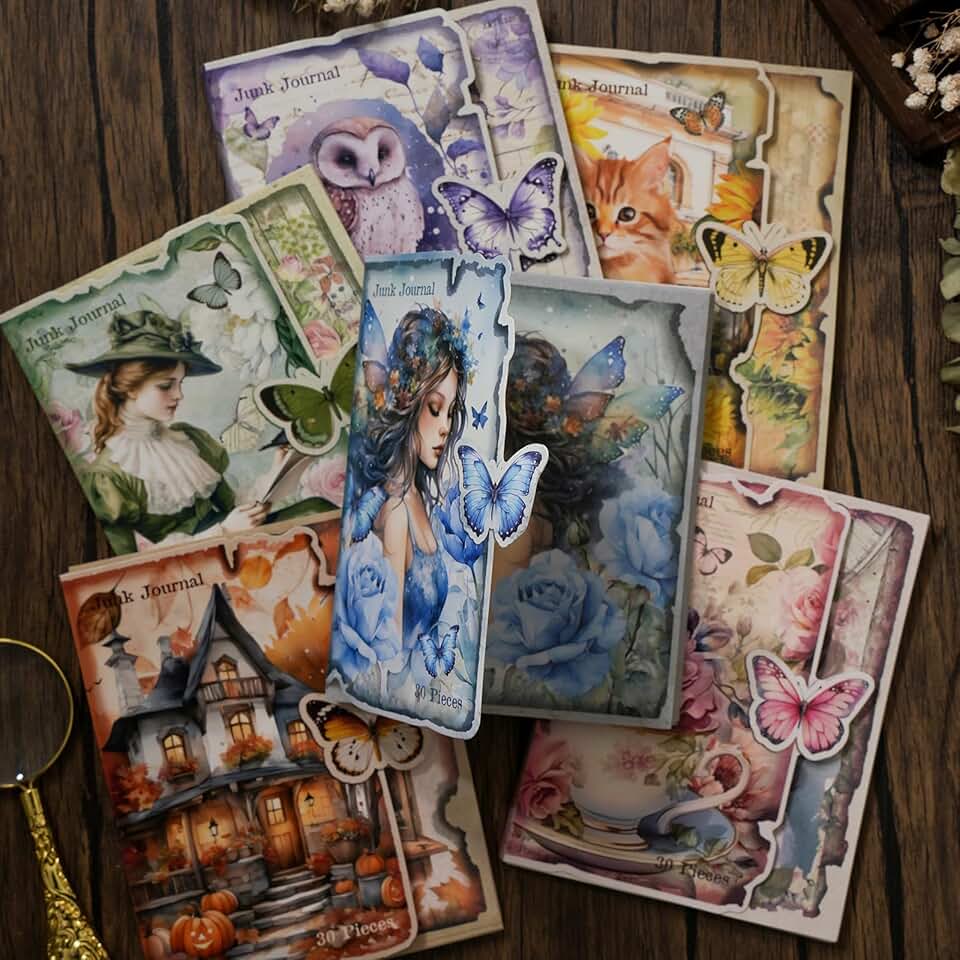 180pcs Vintage Scrapbook Paper with Flowers and Animals