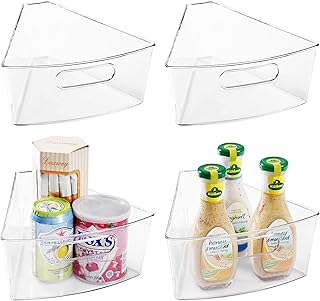 Set of 4 transparent plastic lazy Susan organizers