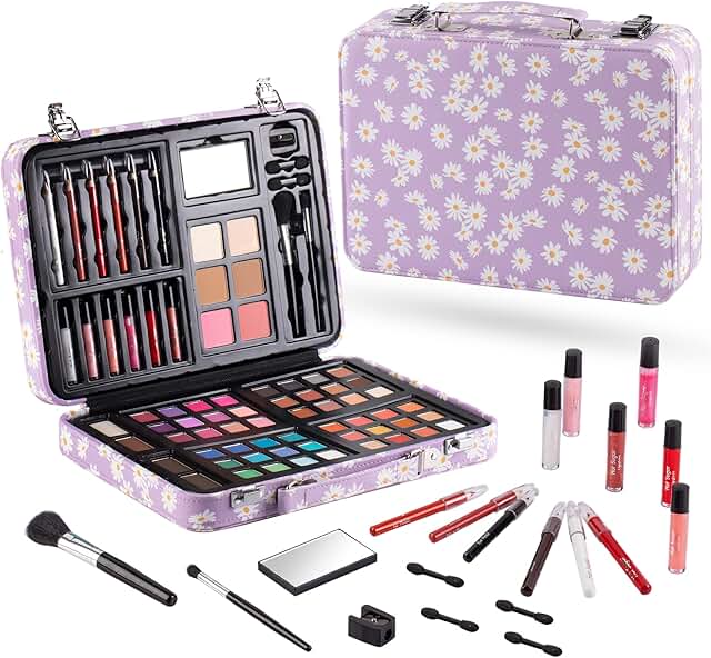 All-in-One Teen Makeup Kit with Purple Daisy Design