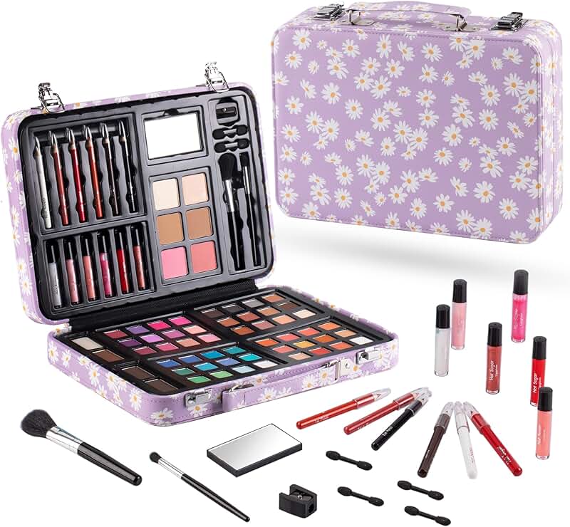 All-in-One Teen Makeup Kit with Purple Daisy Design