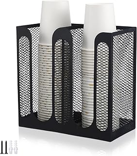 Metal Mesh Cup and Lid Holder with Two Compartments