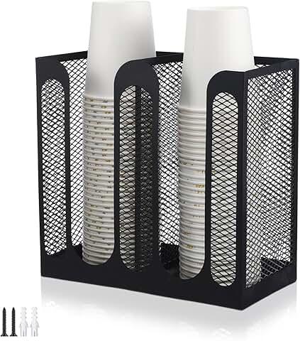 Metal Mesh Cup and Lid Holder with Two Compartments