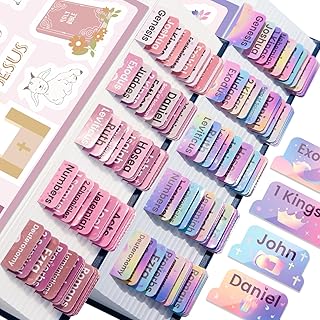 Set of two laminated Bible tabs with colorful stickers