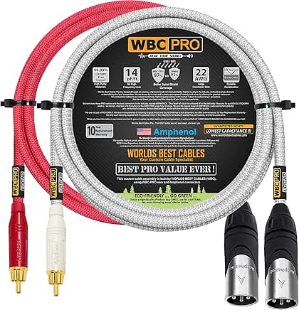 5 Foot RCA to XLR Male Audio Cable Pair
