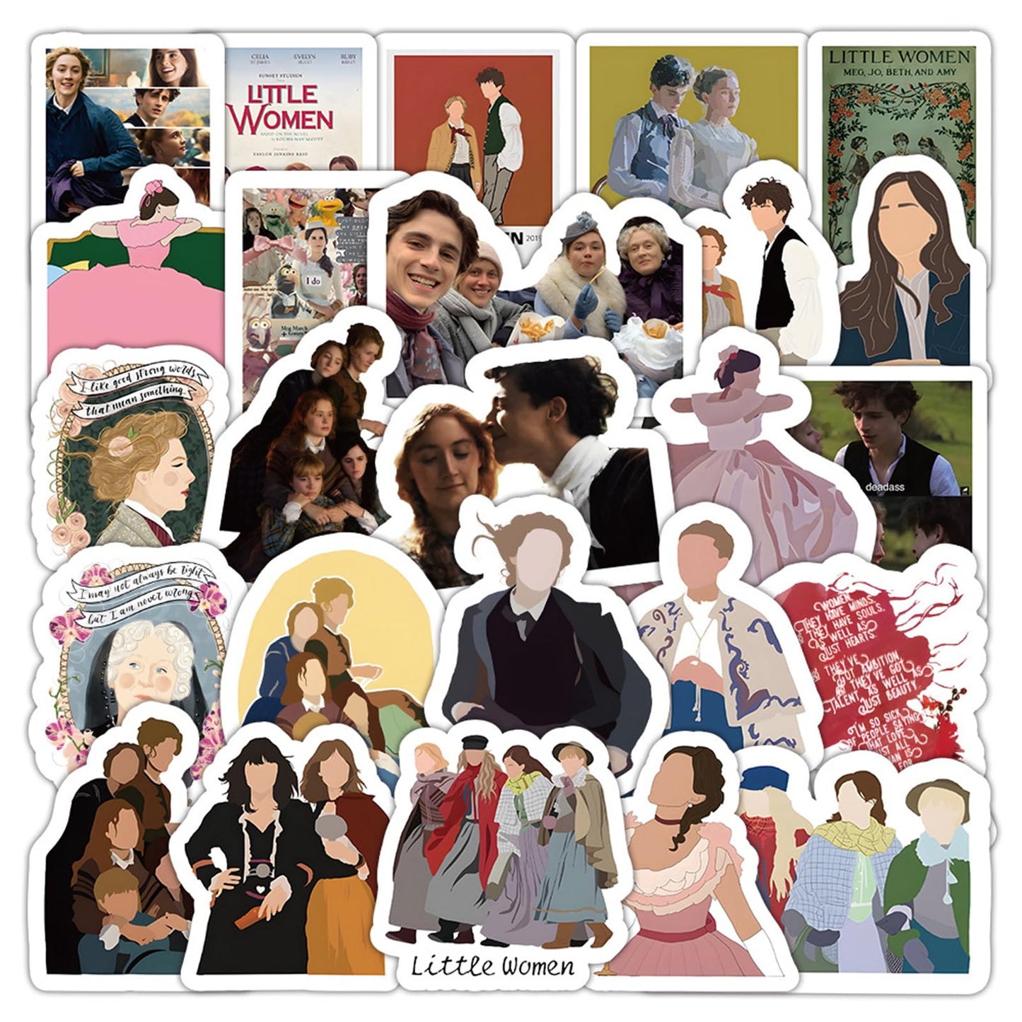 50 Little Women Vintage Stickers for Girls and Women