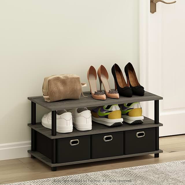 Compact Shoe Organizer with Shelves and Drawers