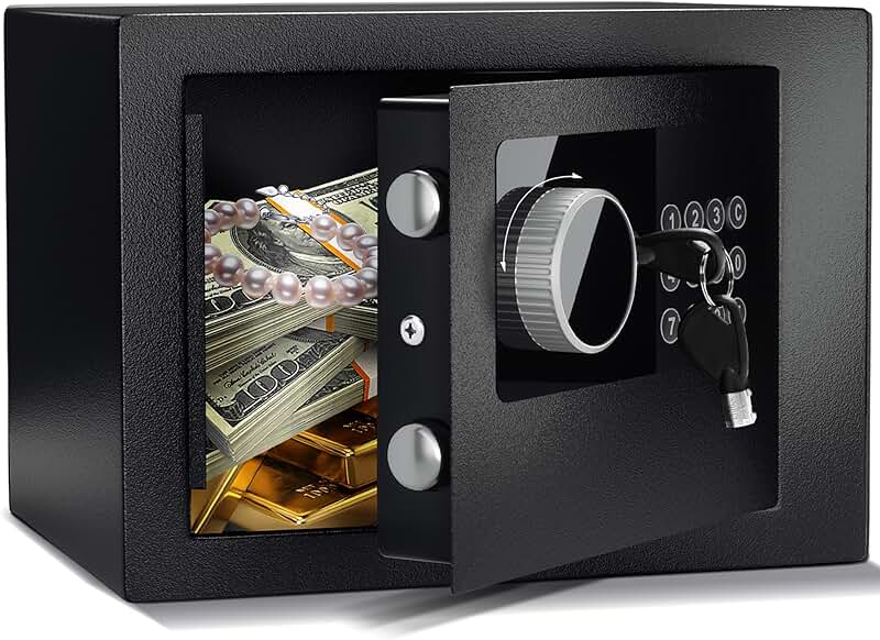 Steel Digital Money Safe with Keypad, 0.23 Cu Ft