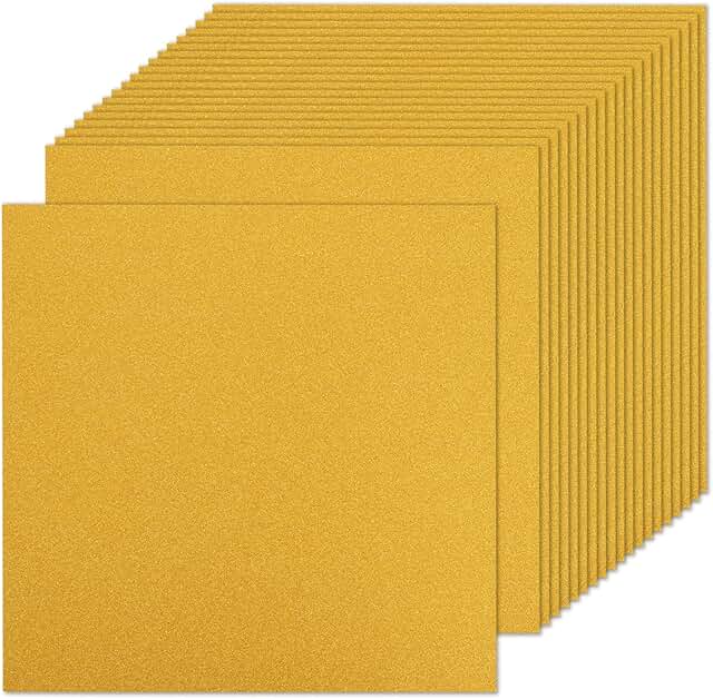 Gold Glitter Cardstock Paper, 12x12", 50 Sheets