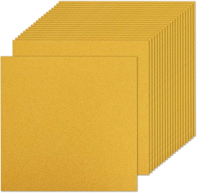Gold Glitter Cardstock Paper, 12x12", 50 Sheets