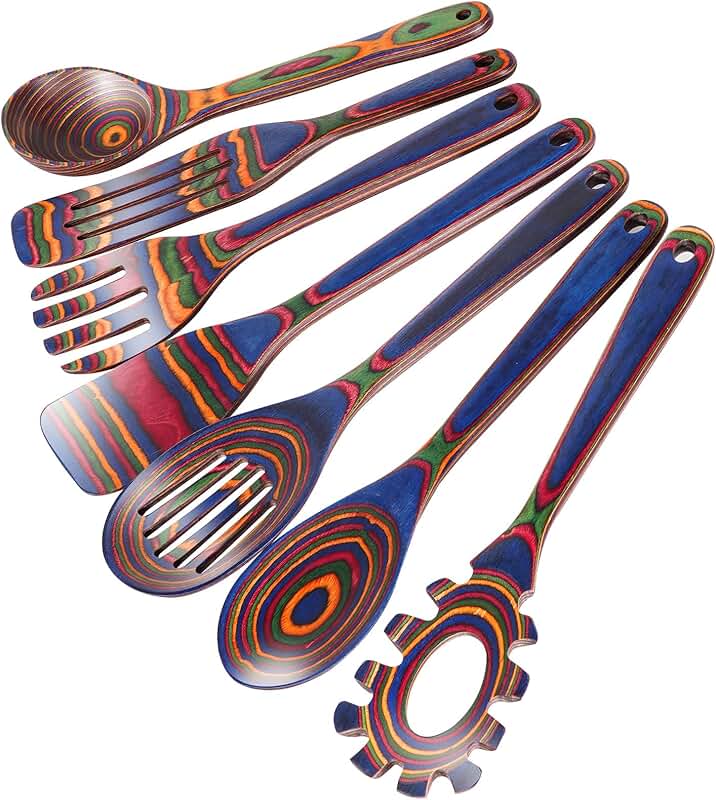 7-Piece Wooden Kitchen Utensil Set with Spatulas and Spoons