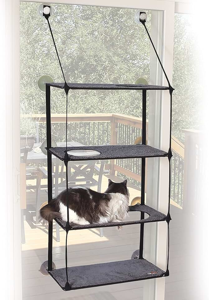 Quad Stack Cat Window Perch for Large Cats