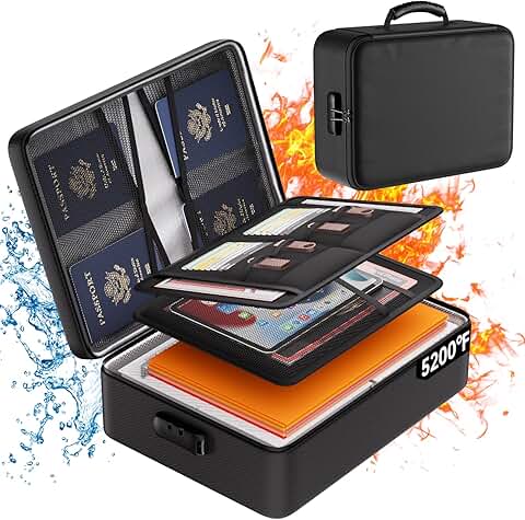 Fireproof and Waterproof Document Organizer with Lock
