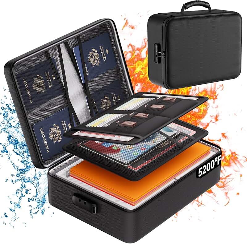 Fireproof and Waterproof Document Organizer with Lock