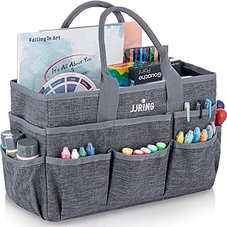 Craft Tote Bag Organizer with Multiple Pockets in Grey