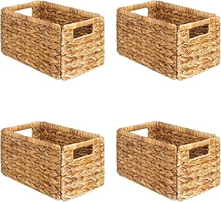 Set of four natural woven storage baskets
