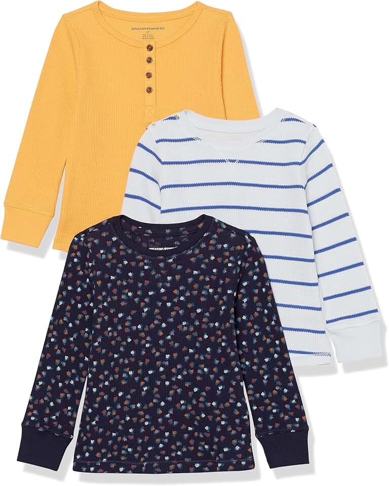 Girls and Toddlers' Long-Sleeve Thermal Knit T-Shirts (3 Pack)