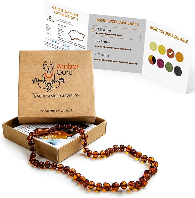 Authentic Baltic Amber Necklace, 12.5 inches, Unisex