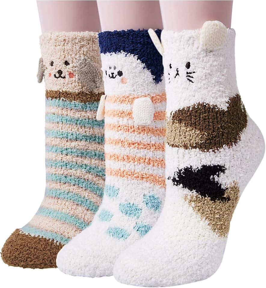 Three Pairs of Warm Fuzzy Women's Socks