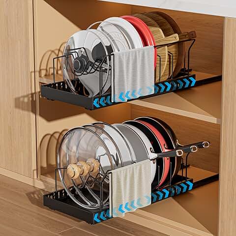 Pull-Out Pot and Pan Lid Organizer, 2 Pack