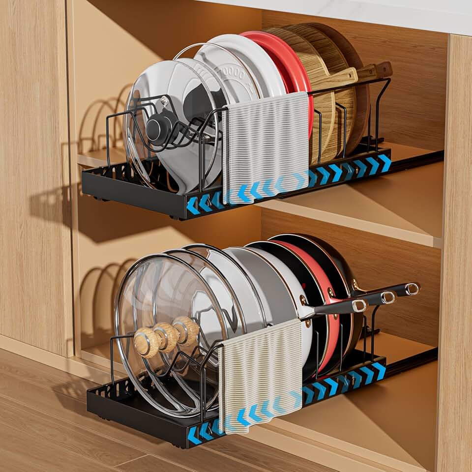 Pull-Out Pot and Pan Lid Organizer, 2 Pack