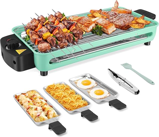 1500W Indoor Electric Grill with Removable Plates