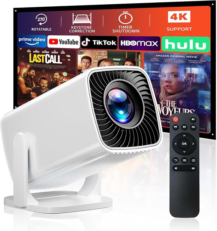 Portable 4K Full HD Outdoor Projector with 270° Rotation