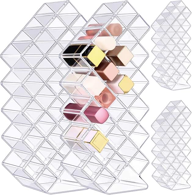 4-Pack Clear Acrylic Lipstick Organizer with 112 Slots