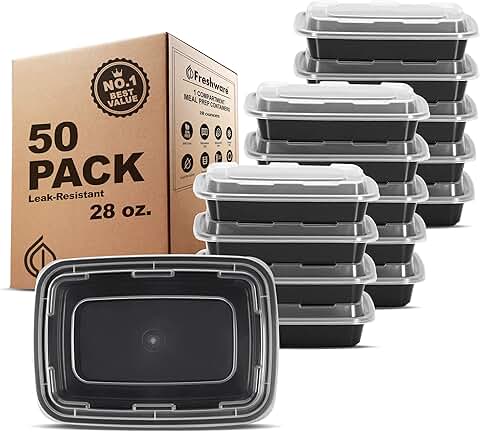 50 Pack of 28 oz Single-Compartment Food Storage Containers