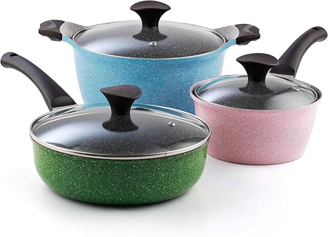 Six-Piece Nonstick Ceramic Cookware Set in Multiple Colors